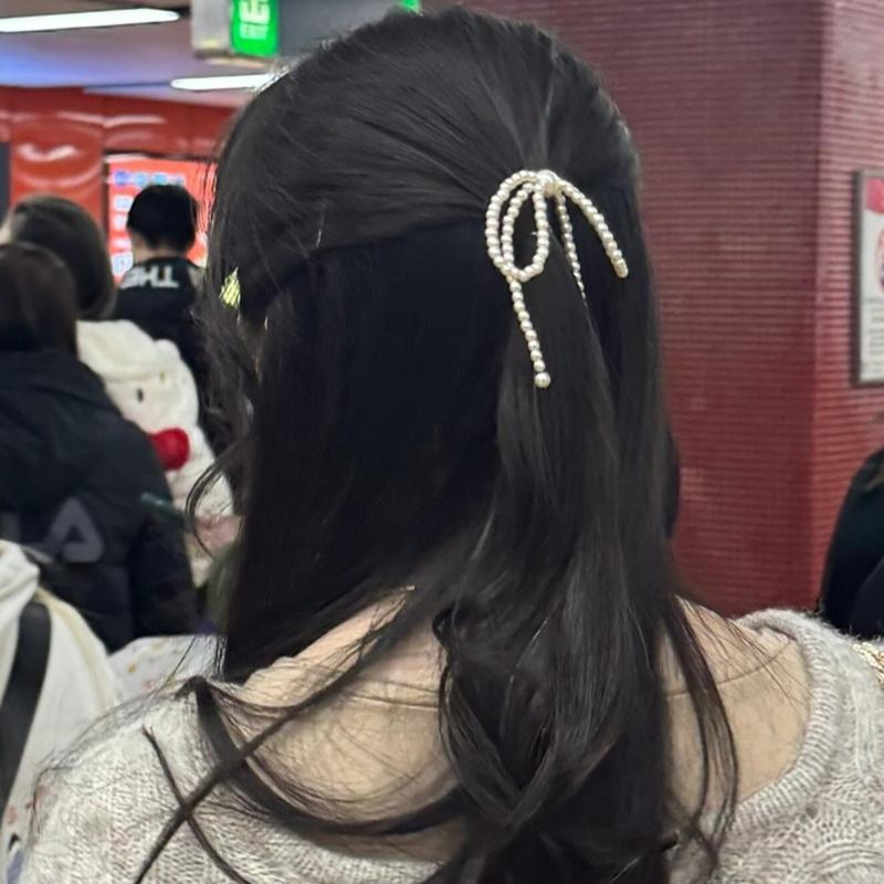 Artificial Pearls Bowtie Hairpin Duckbills Clip Barrettes Braids Clip Hair Decors