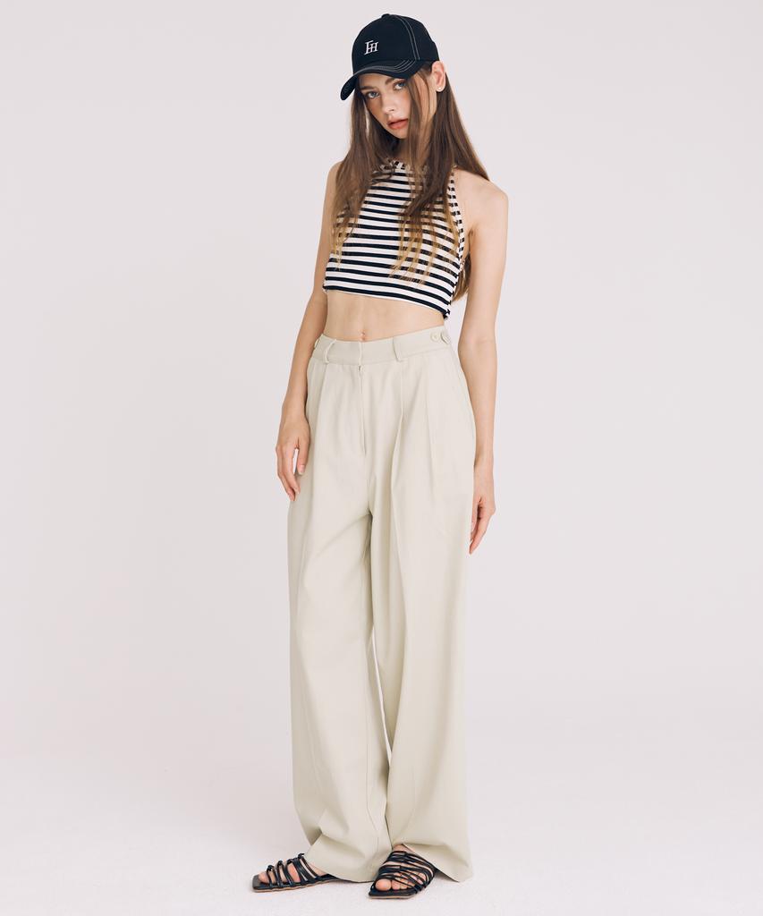 THEFRHT Double-Pleat Cotton Wide Pants (Melon)