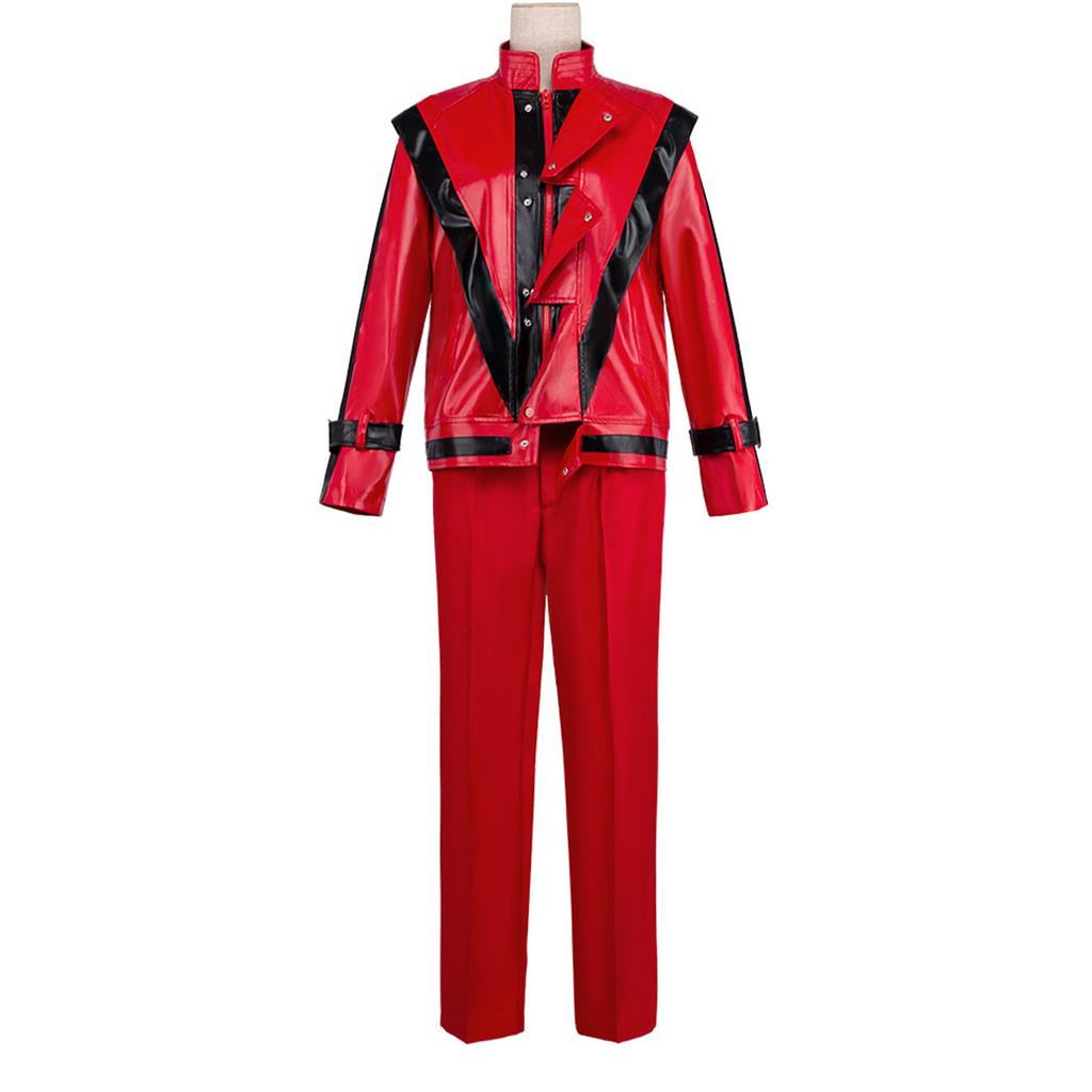 Adult Red Leather Stage Performance Costume Set for Halloween Party