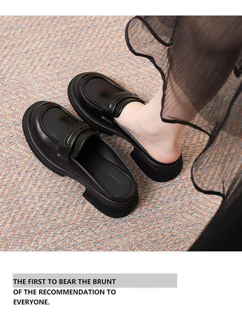 New Thick Bottom Round Head Rear Air Mouller Slippers for Women's Flat Flat Casual Cool Slippers