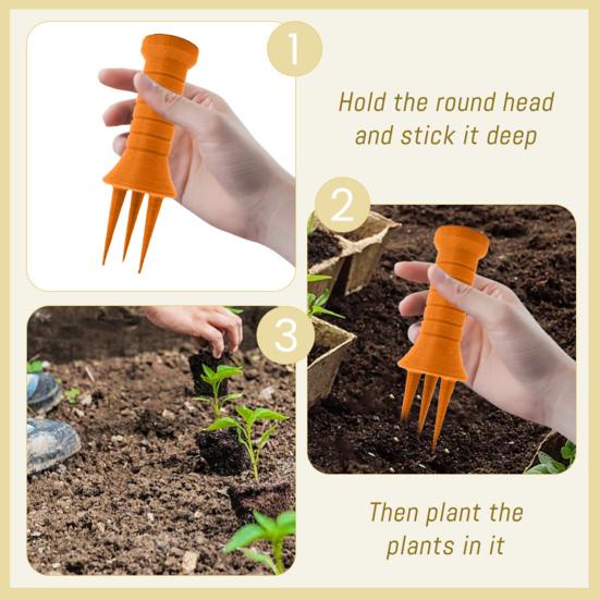 Handheld Soil Aerator 3-Spike Soil Loosening Tool Manual Mini Soil Aerator for Houseplants Small Flower Beds Vegetable Patches