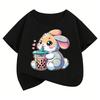 Cute Rabbit Graphic Kids Tshirts Summer Short Sleeve Tees Cartoon Animal Boys Girls Clothes Kawaii Tops Y2K Children T-shirt