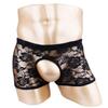 Men Sheer Lace Boxer Shorts Open Front Back See Through Pants Underwear