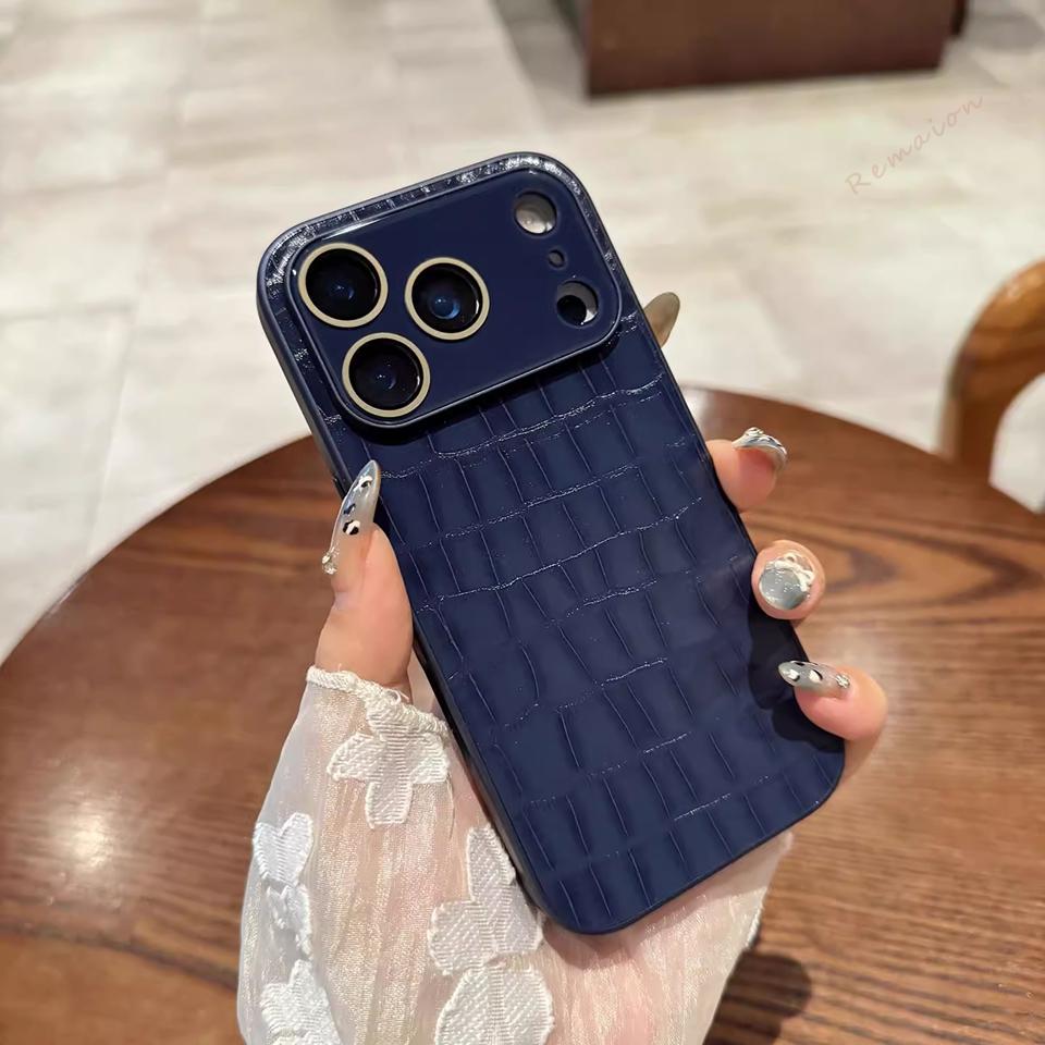 New Crocodile Leather Phone Case for For Iphone 17 Air 14 1 16 12 13 Pro Max 17Pro   Shockproof Protector Cover
