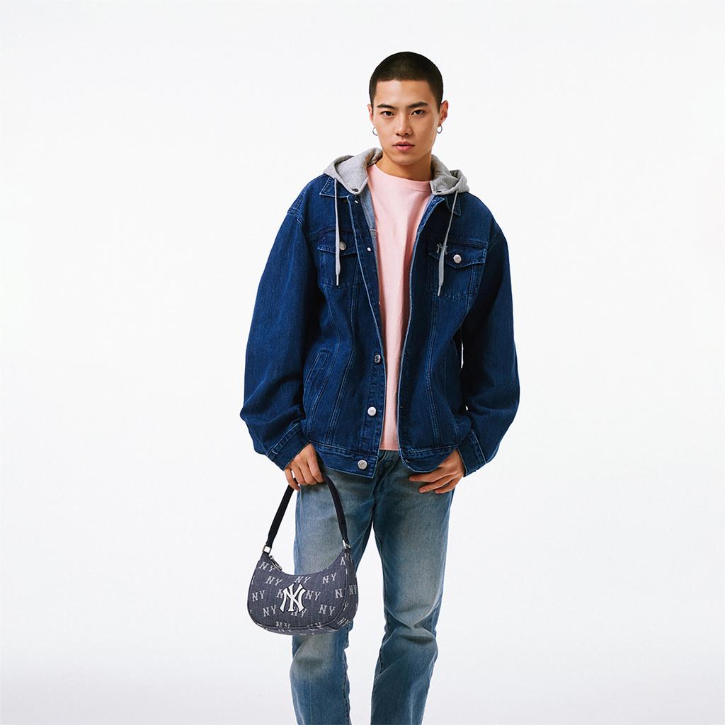 New MLB New York Yankees Cotton Shoulder Bag, Handbag, Clutch, Student Backpack Unisex Indigo 3ABQS224N-50INS