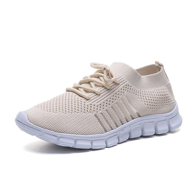 Women's Mesh Sneakers Lightweight Lace-up Soft Sole Fashion Running Shoes Flying Woven Outdoor Sports Shoes