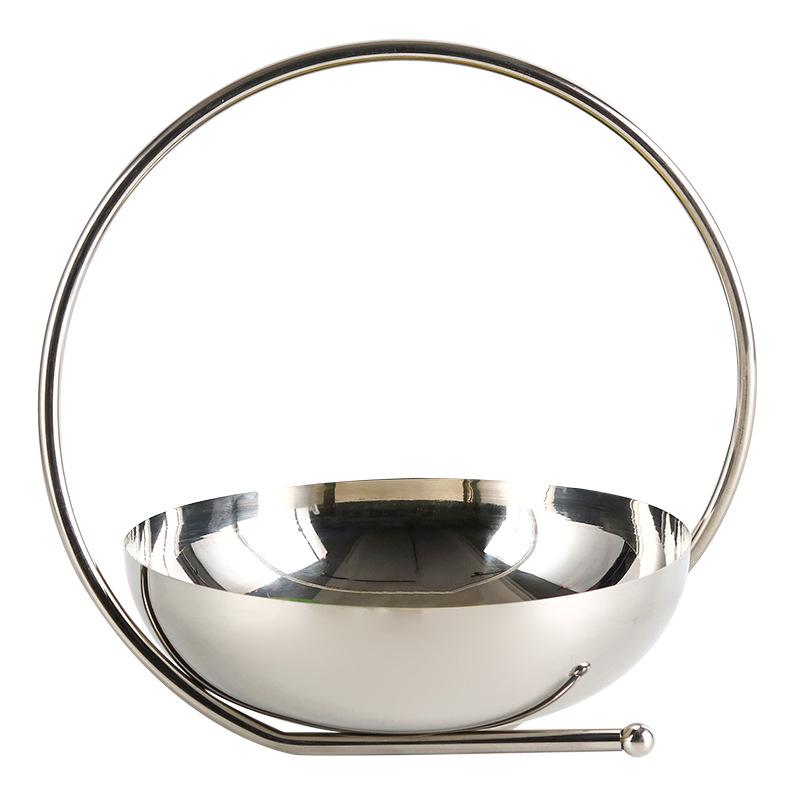 Designer Ring Basket Fruit Plate Stainless Steel Fruit Bowl Ornaments Hotel Club Model Room Art Decorations