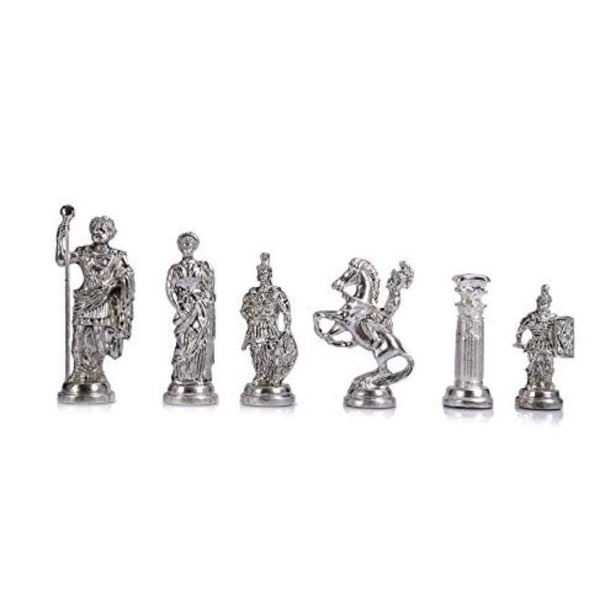 Historical Handmade Rome Figures Metal Chess Pieces Big Size King 4 Inches for Collectors and Decorative Display in Classic Anc