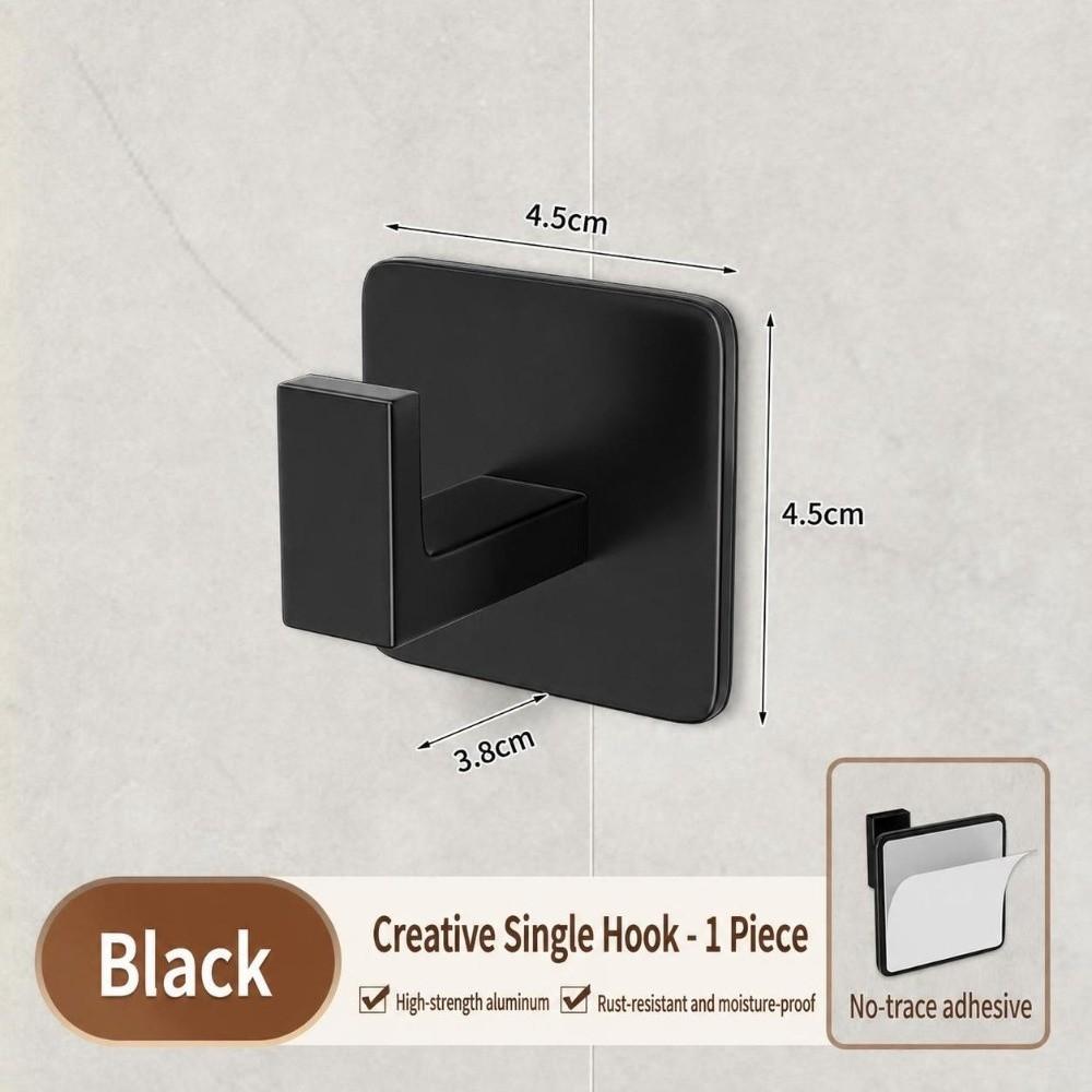 1pc Practical Self-Adhesive Adhesive Wall Hooks Aluminum Wall Mounted Towel Hooks Strong Rust-Proof Robe Hook for Closet
