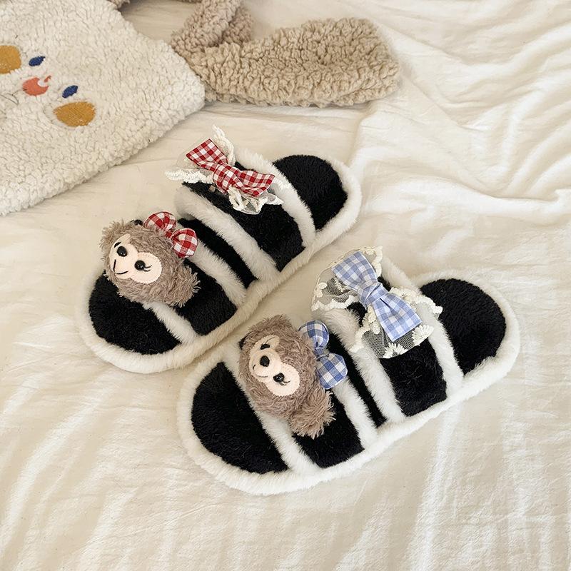 Versatile cartoon animation milk Huhu Mao Baotou drag women's shoes autumn and winter fashion casual style comfortable home slippers