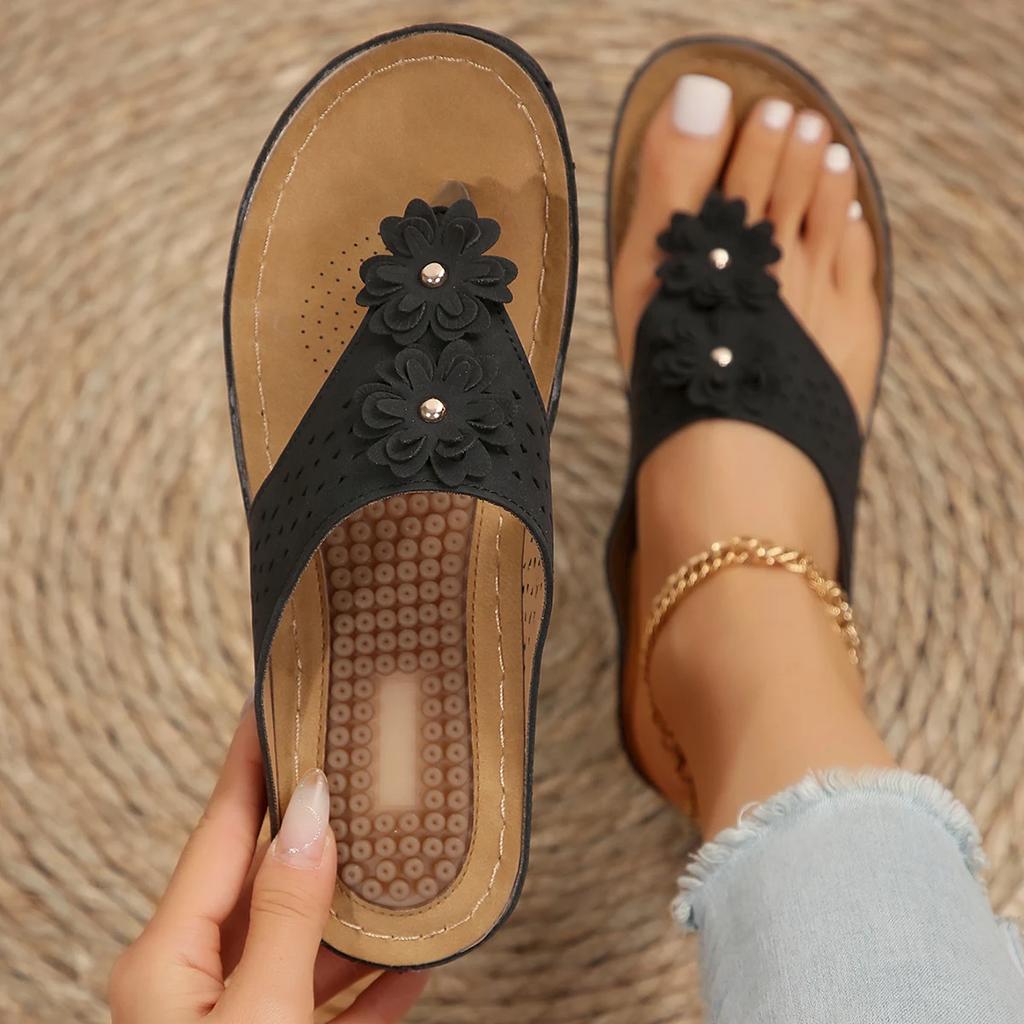 Fashion Women Slippers Outdoor Flip Flops Summer Casual Flower Slippers Non-slip Beach Wedge Sandals Platform Walking Shoes Slides Women