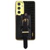 For Samsung Galaxy M35 5G Case Wristband Kickstand PU Leather+TPU 6D Electroplating Phone Cover
