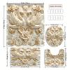 Elegant 3D Swans And Roses Luxury Bathroom Set - Waterproof Shower Curtain, Toilet Lid Cover, Bath Mat, And Contour Mat