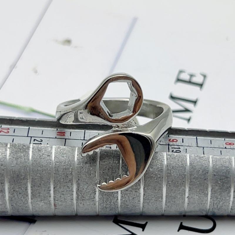 

Men s Punk Wrench Ring Stainless Steel Black Copper Tone Plated Creative Tool Design Statement Zircon for Streetwear Style 11