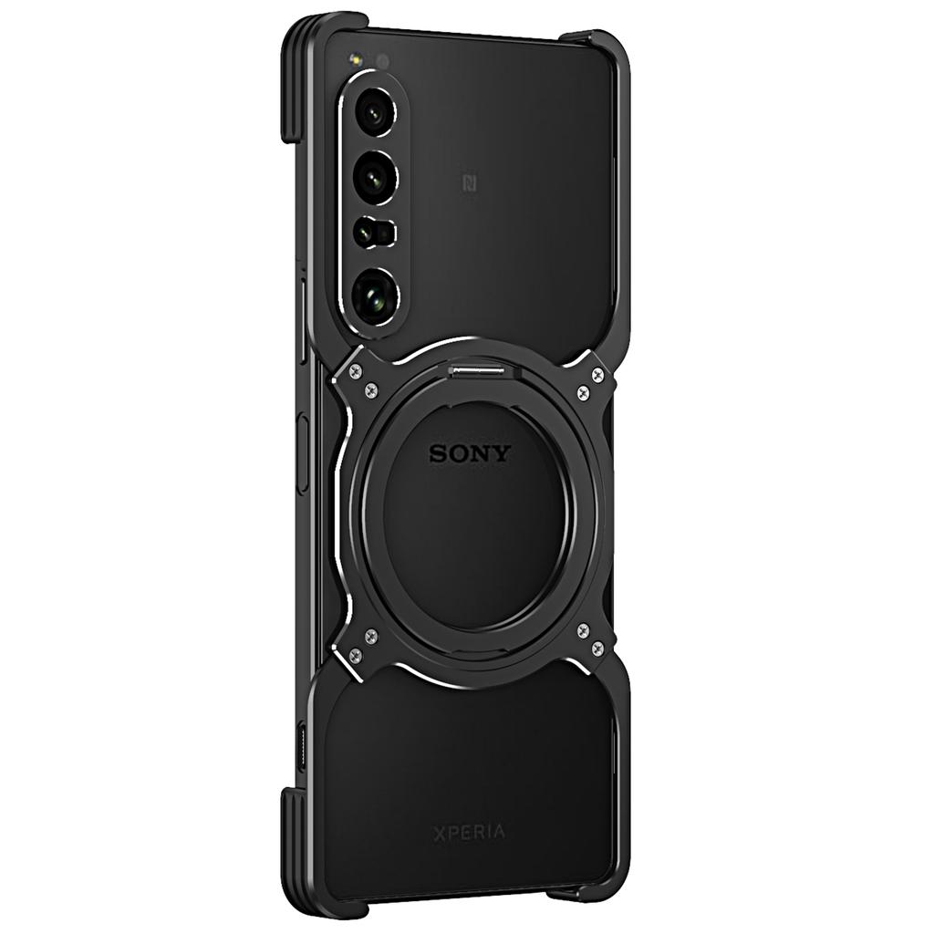 For Sony Xperia 1 IV 5G Kickstand Case Metal Bumper Magnetic Phone Cover