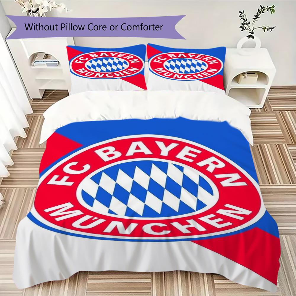 Set Copripiumino Trapuntato con Fantasia FC Bayern Monaco Copripiumino Federa Decorazione per la Casa Regalo di Compleanno (1 * copripiumino + 2 * federe senza imbottitura)48