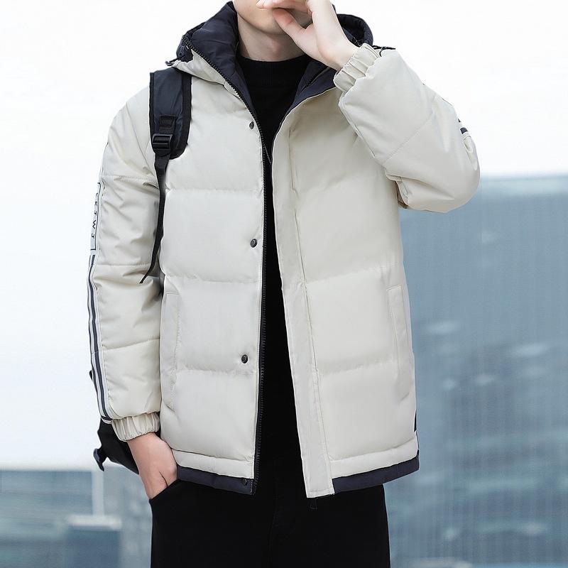 classic versatile cotton-padded clothes men's autumn and winter thickened clothes two bars men's striped cotton-padded clothes men's hooded jackets