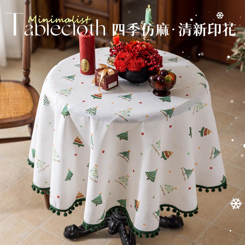 High-end tablecloth household round table rectangular table festive atmosphere Christmas party tablecloth