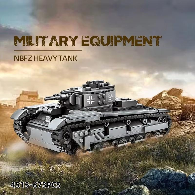 Non-Toxic 673Pcs Military German Nbfz Building Blocks World War Ii Heavy Tank Kit Model Panther Kids Toys Ww2 Bricks Gift Educational 4515