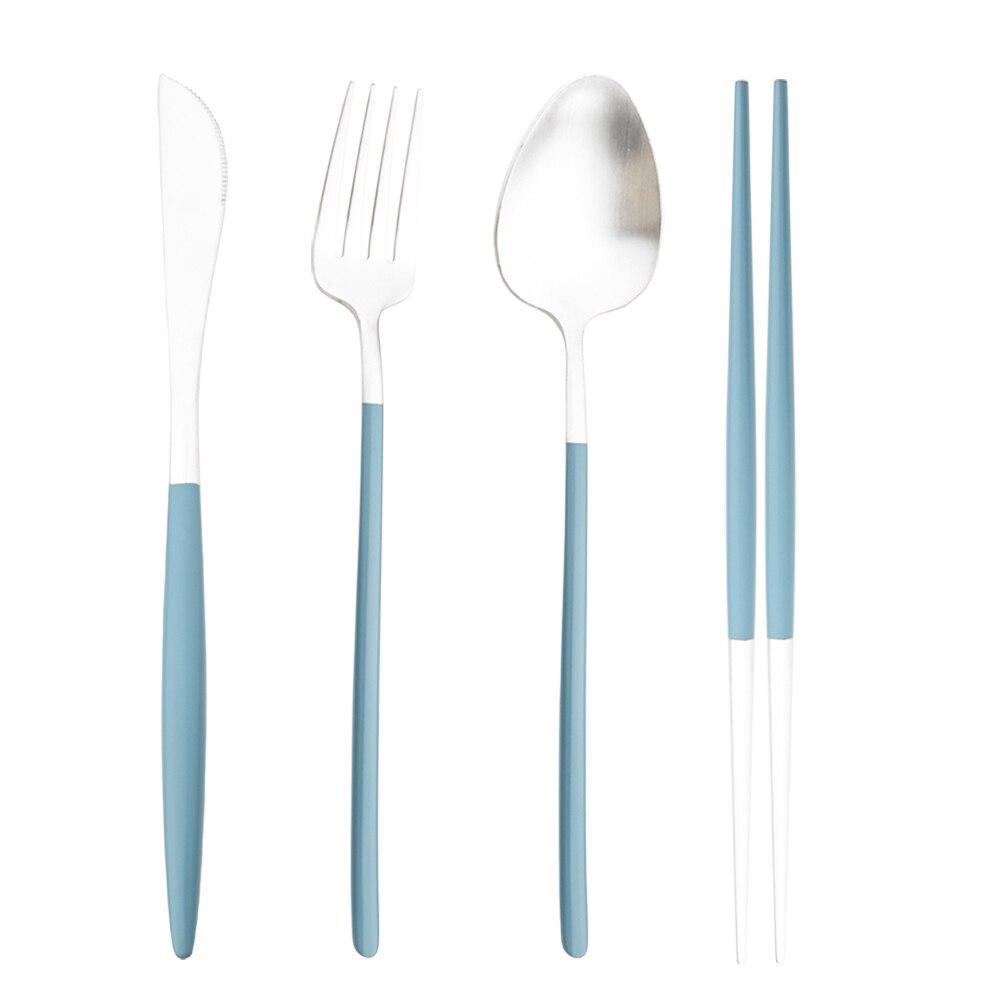 4/8/12/16 Pcs Gold 18/10 Stainless Steel Cutlery Flatware Set Matte Dinnerware Set Knives Fork Spoons Chopsticks Tableware Set