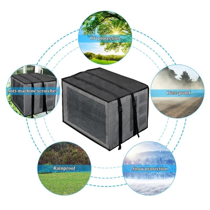 Breathable Air-Conditioning Protective Cover Weatherproof Air Conditioner Guard Bugs Rain Dirt Resistant Defender