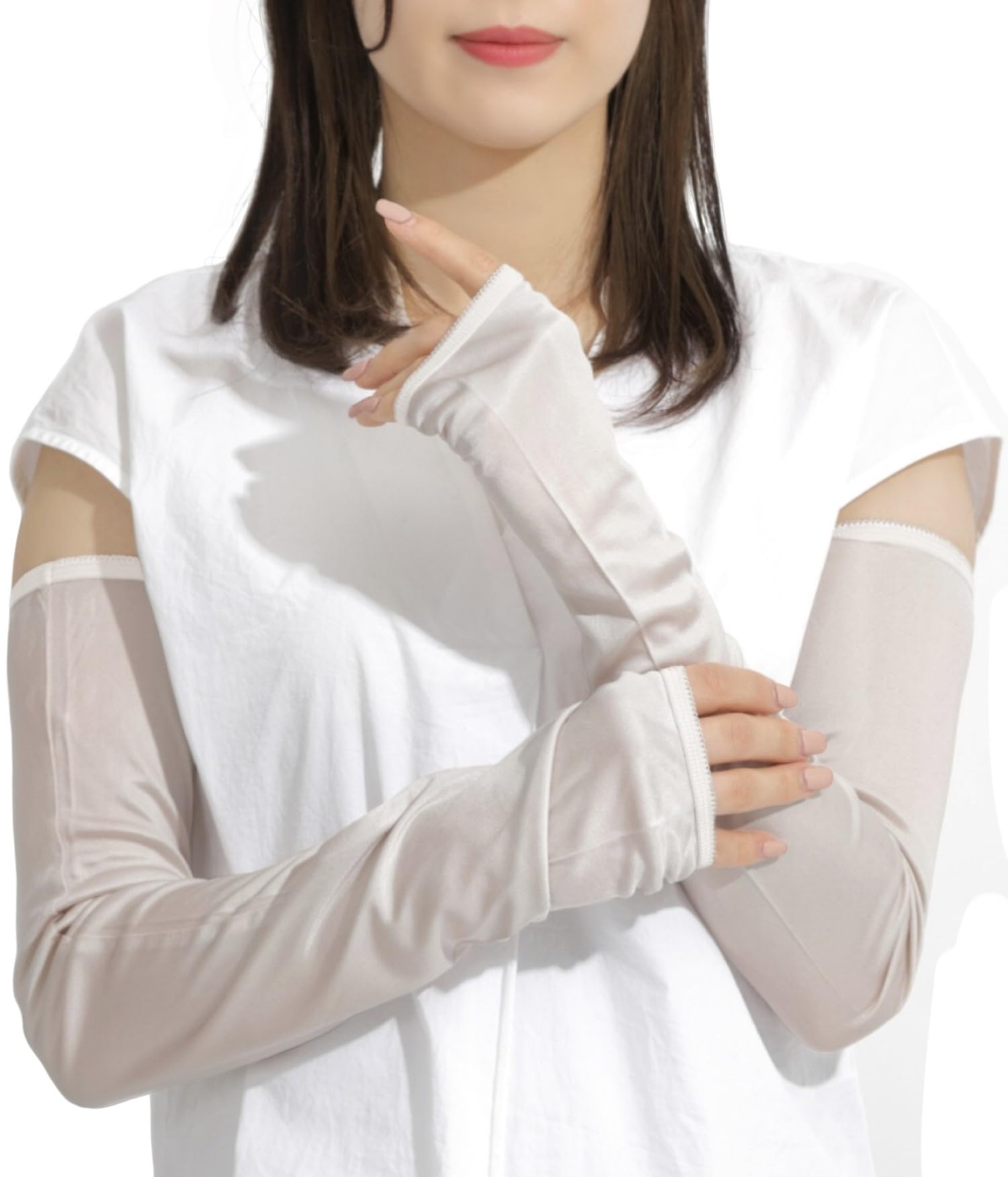 

Шелковые нарукавники с УФ-защитой для сохранения белизны кожи [LI NOR] [99% защита] Женские, Защита, Прохлада, Гладкие, Кожа, (Серый)