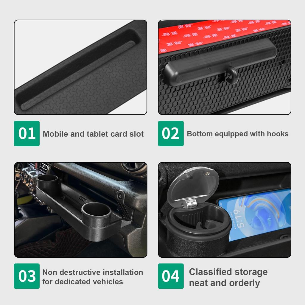 FDAIUN Car Passenger Seat Storage Cup and Cell Phone Holder for Suzuki Jimny 4th Generation ABS Material with Silicone Custom Interior Suzuki Jimny