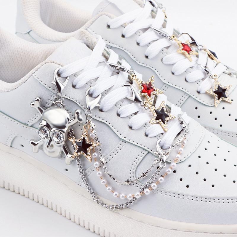 1PCS Star Pearl Shoe Chain Punk Original Detachable Luxurious Diamond DIY Heart Studded Pentagram Shoe Accessories Jewelry Penda