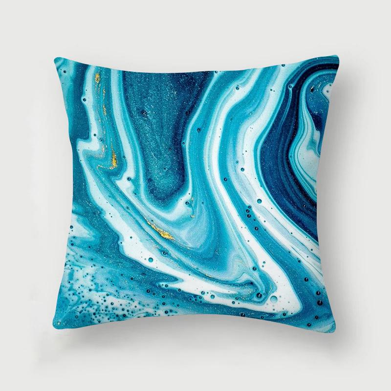 Nordic Blue Marble Polyester Pillowcase Sea Rock Texture Bedside Sofa Chair Throw Pillow Cushion Cover Home Decor Cushion Cover
