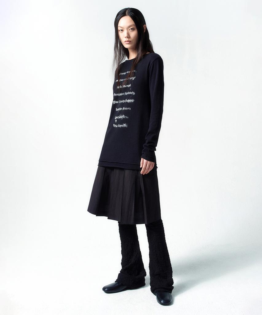 INSILENCE WOMEN Lettering Cotton Linen Long Sleeve Black