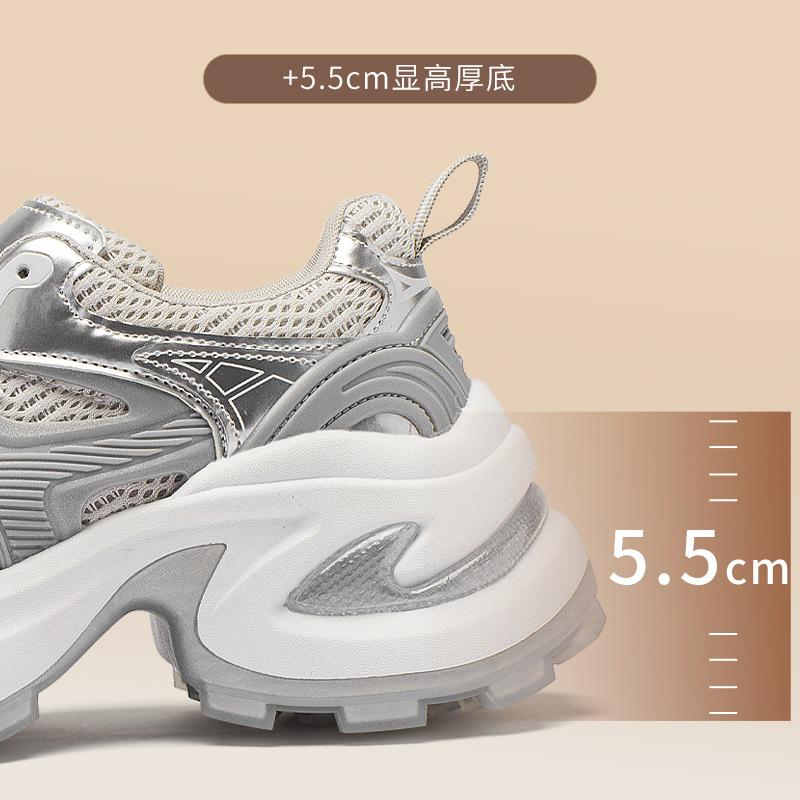 Augustine platform dad shoes women's 2025 new autumn small man fried street casual silver mountaineering sneakers