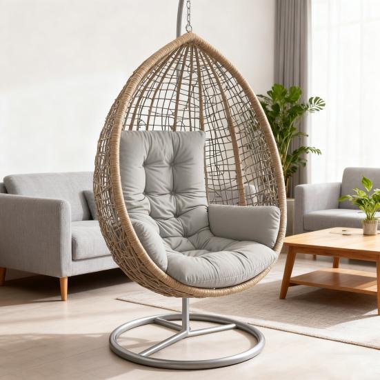 Waterproof Egg Chair Cushion Thicken Patio Hanging Basket Chair Cushion Egg Chair Cushion with Armrests for Indoor Outdoor Basket Swing
