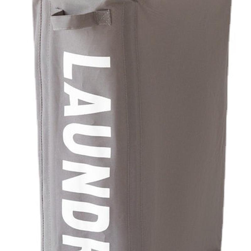 Foldable Laundry Basket Oxford Cloth Easy Install Storage Basket with Mesh Pulleys Dark Gray