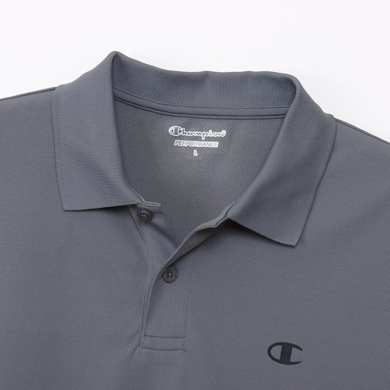 [Champion] Short-sleeved, Antibacterial, Odor-resistant, Quick-drying, UV-cut Polo Shirt with a Single Logo Print, Men's Sportswear C3-DS310-075-L