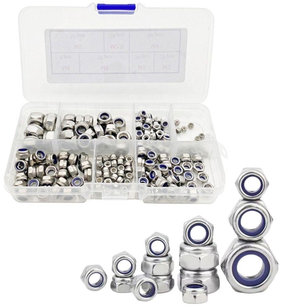 Metal Hexagon Nuts Kits M2-M8 Metric Locking Nuts Nylon Insert Lock Nut  Industrial Machinery Use