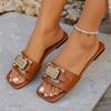 Summer women's metal buckle decorative for wearing flat slippers the outside
