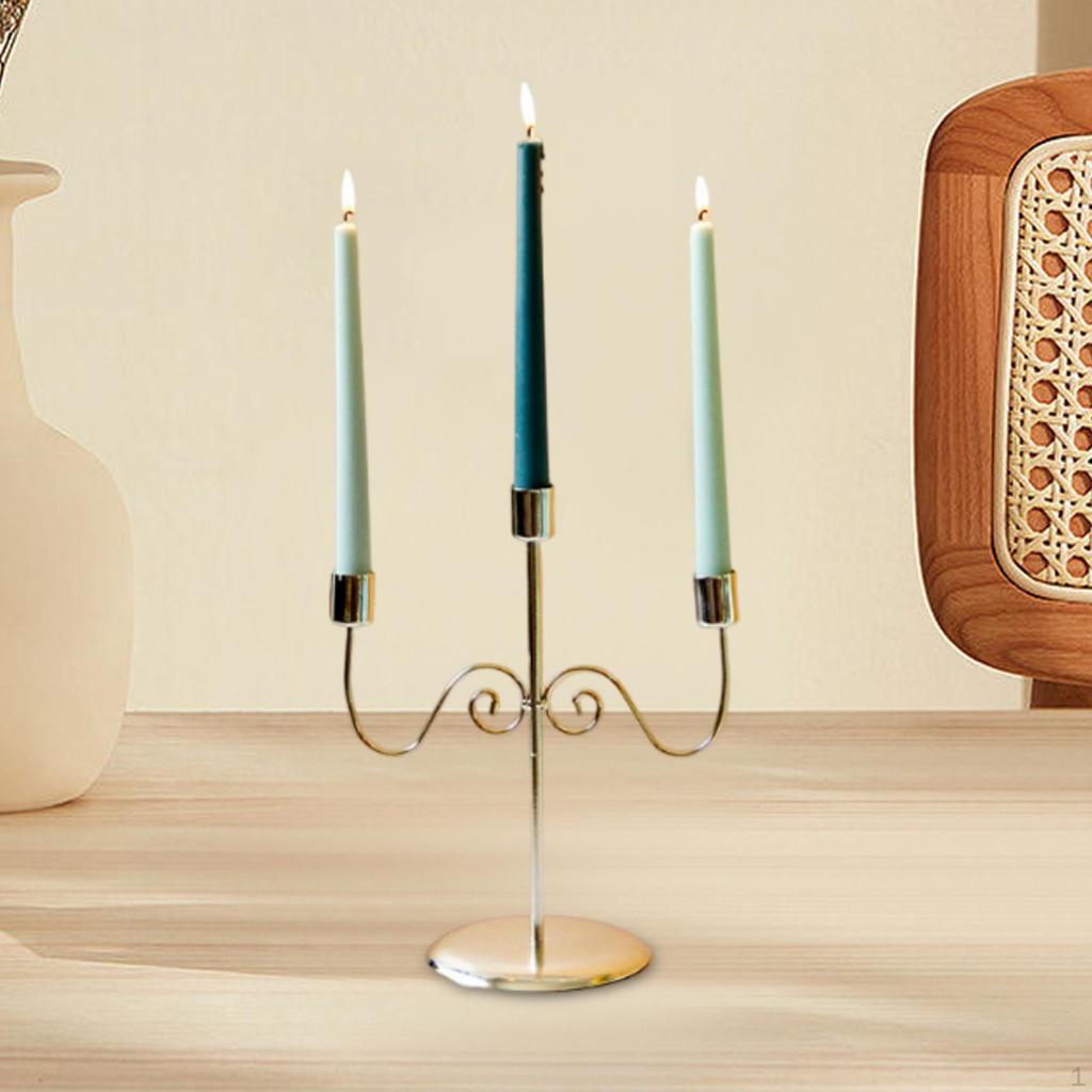 Candle Holder for Taper Candles, 3 Arms Candelabra Candlesticks Anniversary Living Room