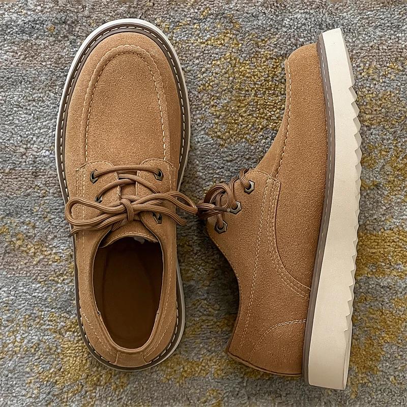 High Quality Leather Men Sneakers Shoe Casual Flat Walking Oxford Shoes Outdoor Anti-slip Wearable Comfort All Day Commute Shoes