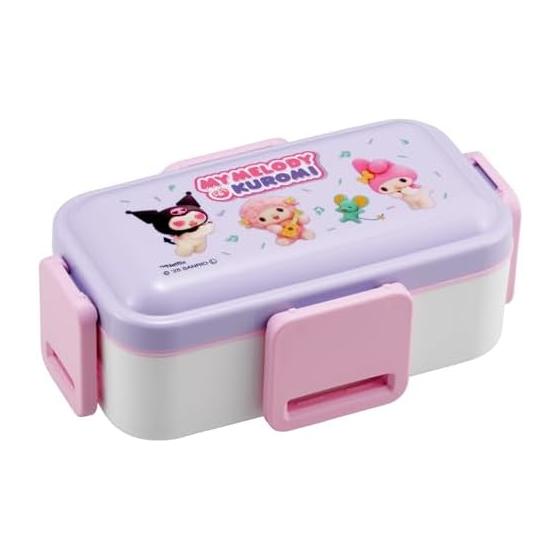 Skater Bento Box Fluffy Lunch Box 2 Tiers 600ml Made In Japan Sanrio My Melody & Kuromi Netflix Pattern Girls PFLW4-A
