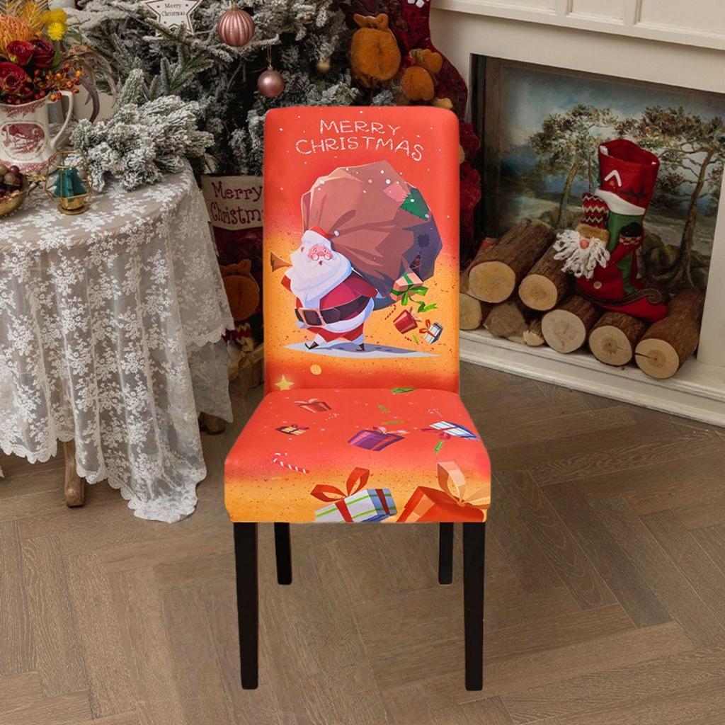 Christmas Chair Covers for Dining Room Kitchen Party Hotel Banquet Restaurant Office Stretch Seat Cover Housse De Chaise 1pc