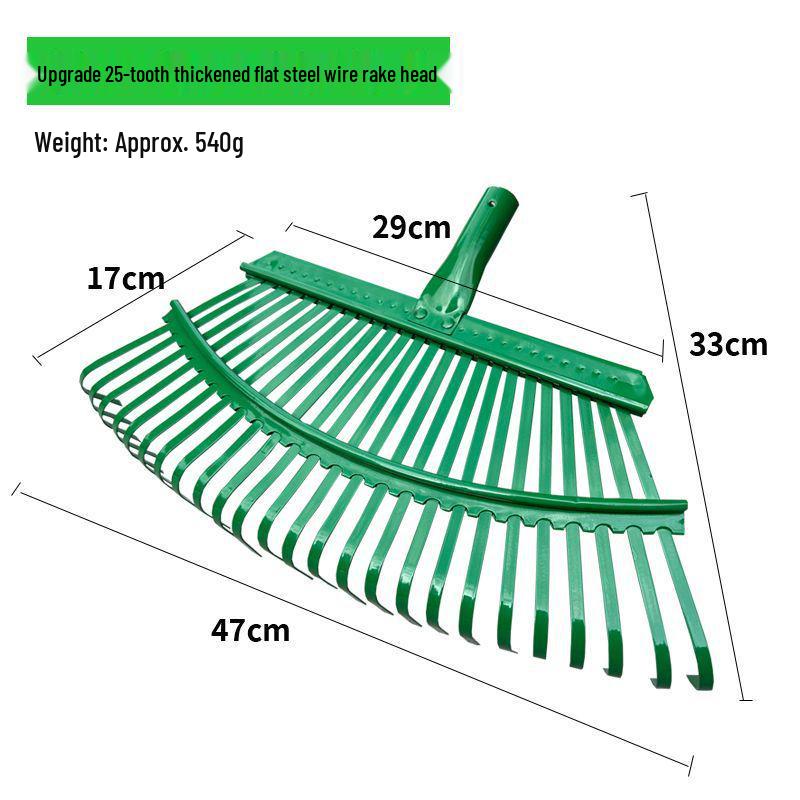 Garden Rake with Long Wooden Handle for Lawn and Leaves