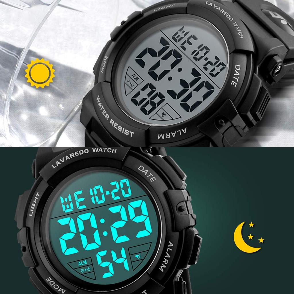 Digital Outdoor Sports Watch with 50m Water Dual LED Analog Display Boys' Watch, Multi-Function Resistance, Alarm, Date/Day Display, Time, Display,