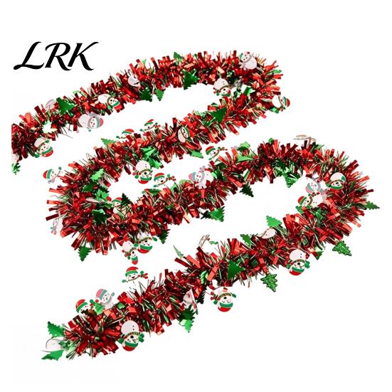 Christmas Tree Ornament Ribbon Snowflake Tinsel Garland, 200cm Light Blue Purple Foil Durable Pet Material Strip for Staircase Window, Holiday