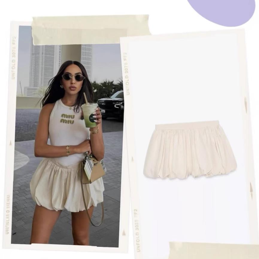 European & American Women's 2025 Early Spring Pleated Balloon Mini Skirt