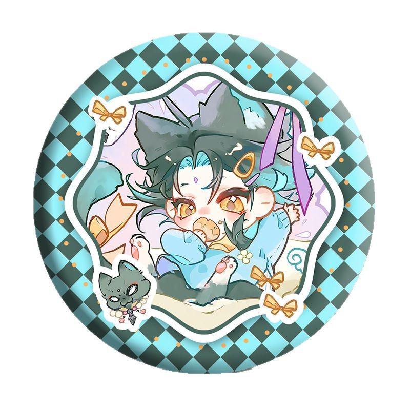 Genshin Impact Q Version Metal Badges: Tighnari, Scaramouche, Furina, Kaveh, Zhongli Brooch Set