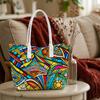 Colorful Stained Glass Style Tote Bag for Daily Outdoor Shopping Use