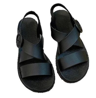 1/2plus Women's Lightweight Sandals with Rubber Straps, Suitable for Rain or Shine (Black, 24-Point Measurement, 5-Centenometer Footprint)