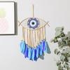 Wall Art Handmade Dreamcatcher Creative Funny Evil Eye Pendant Blue Feather Macrame Wall Hanging Bedroom