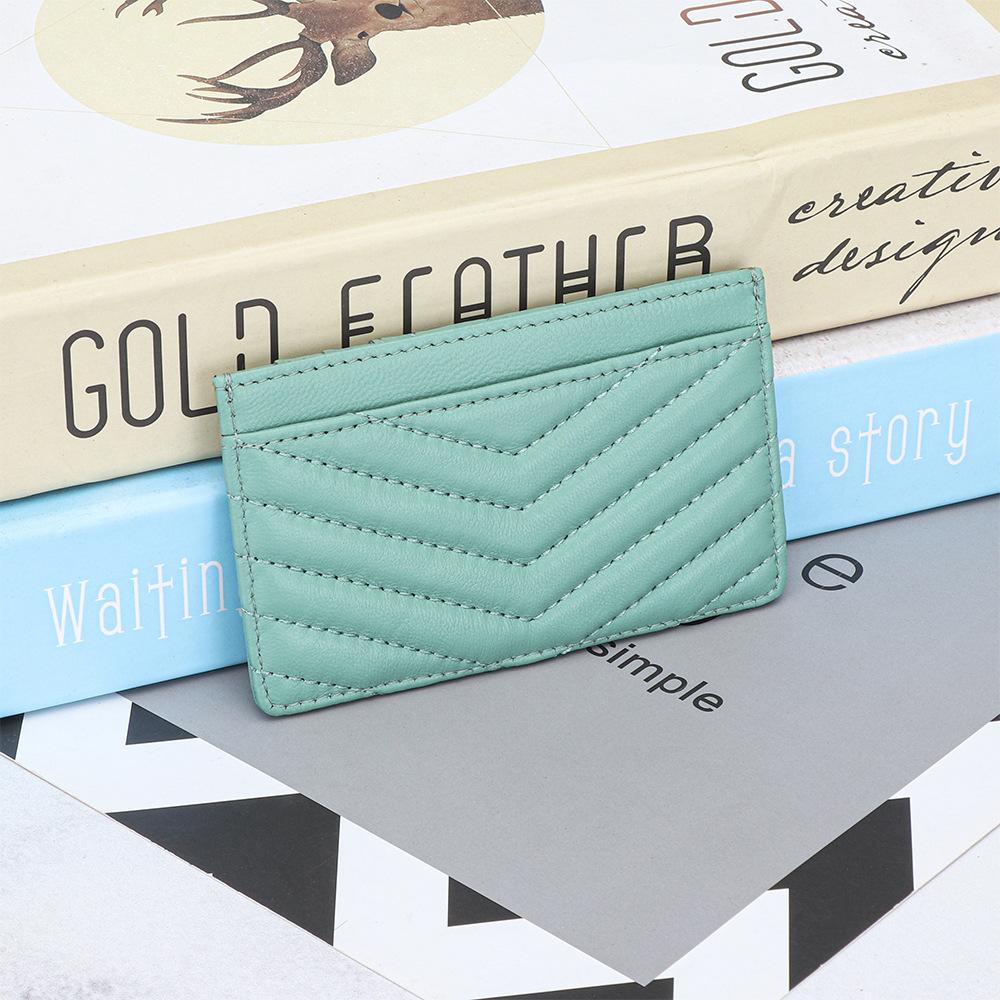 

2026 Women Credit Card Holder Wallet Luxury Slim Credit Card Cases Holder Sheepskin Leather Minimalist Front Pocket Small Wallet зелёный