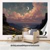 2D Aesthetic Moonlight Valley Tapestry, Dreamy Pink Clouds & Starry Sky Art